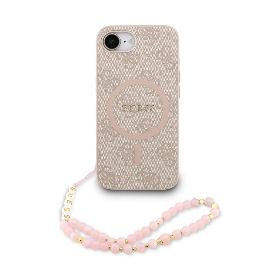 Guess PU Leather 4G Colored Ring Strap MagSafe tok iPhone 16e készülékhez rózsaszín