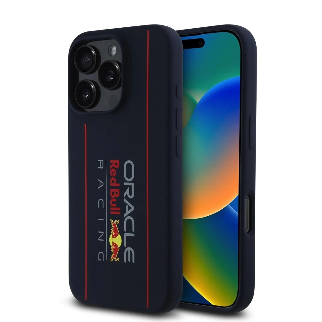 Red Bull Silicone Vertical Logo MagSafe tok iPhone 16 Pro Max készülékhez tengerészkék