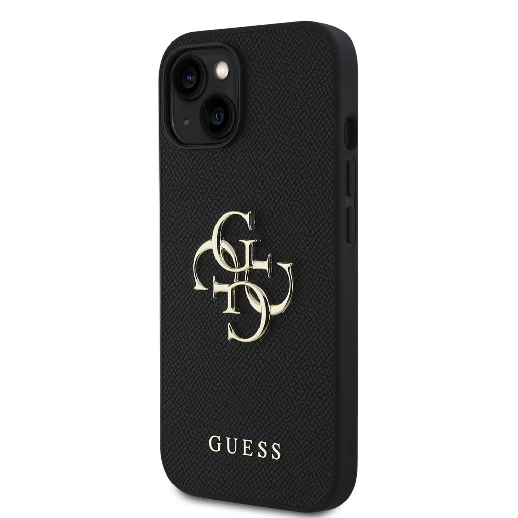 Guess PU Grained 4G Metal Logo tok iPhone 13 készülékhez fekete