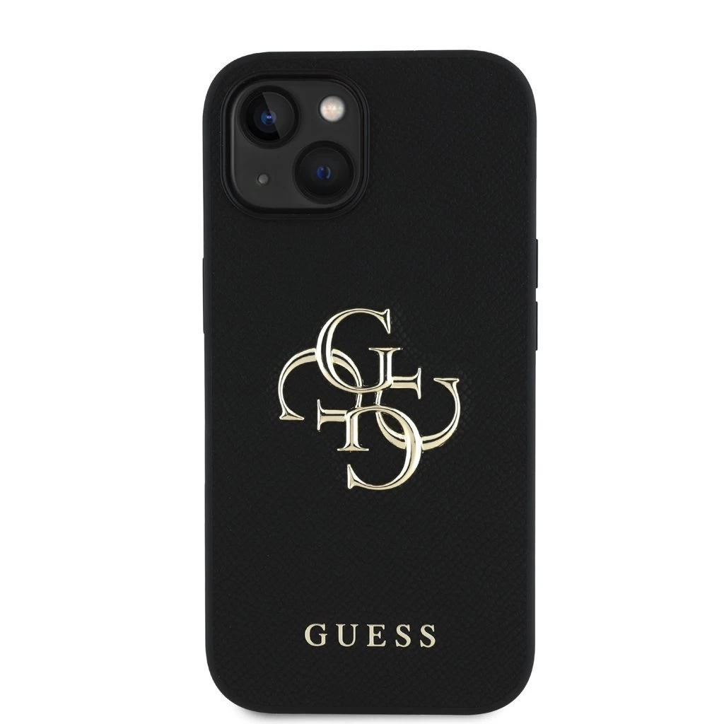 Guess PU Grained 4G Metal Logo tok iPhone 13 készülékhez fekete