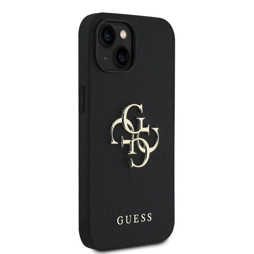 Guess PU Grained 4G Metal Logo tok iPhone 13 készülékhez fekete