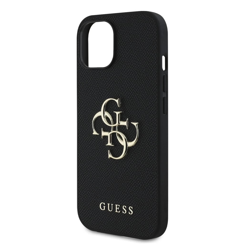 Guess PU Grained 4G Metal Logo tok iPhone 13 készülékhez fekete