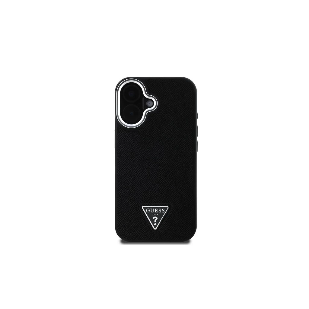 Guess PU Grained Triangle Logo tok iPhone 16 készülékhez fekete