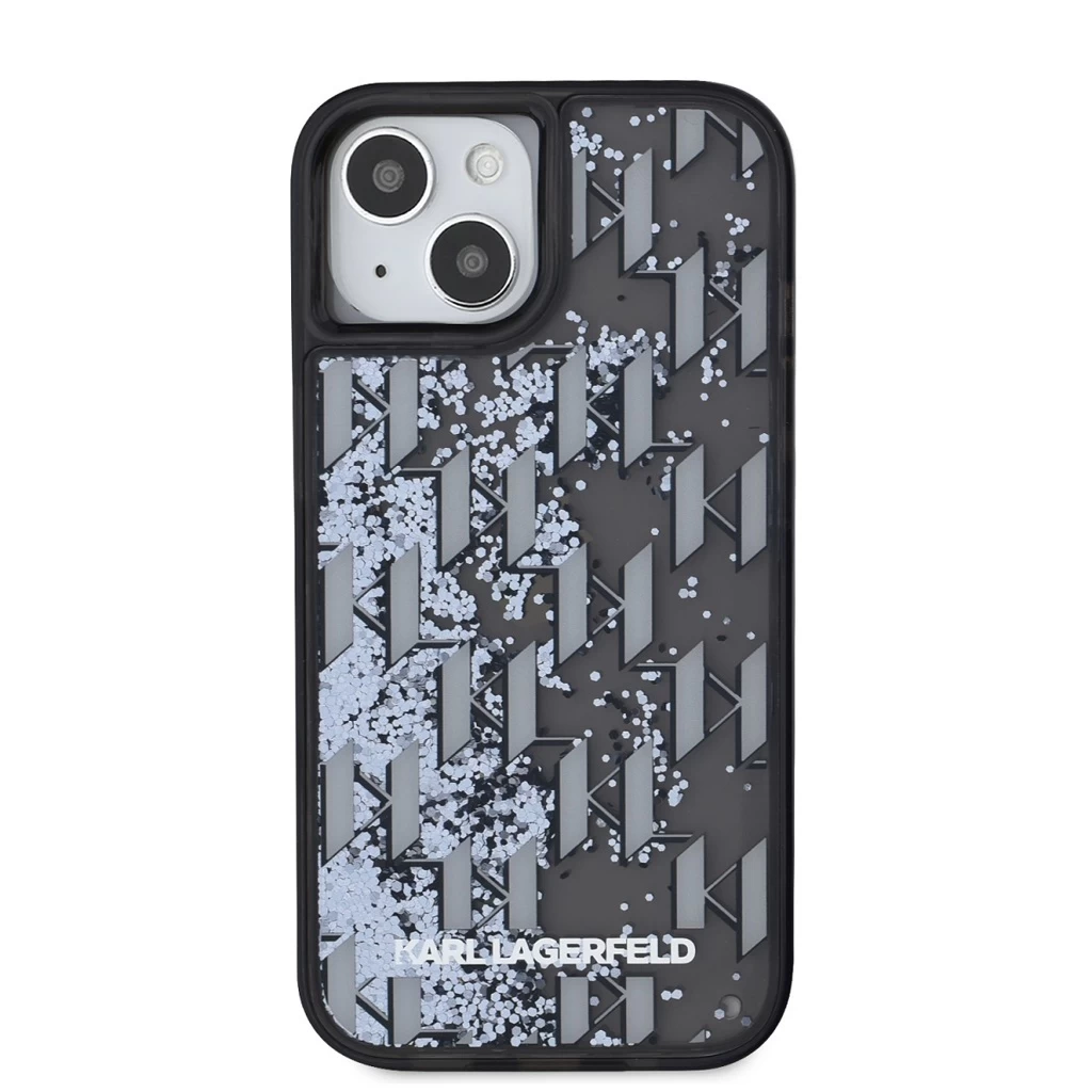 Karl Lagerfeld Liquid Glitter Monogram Gradient tok iPhone 15 készülékhez fekete