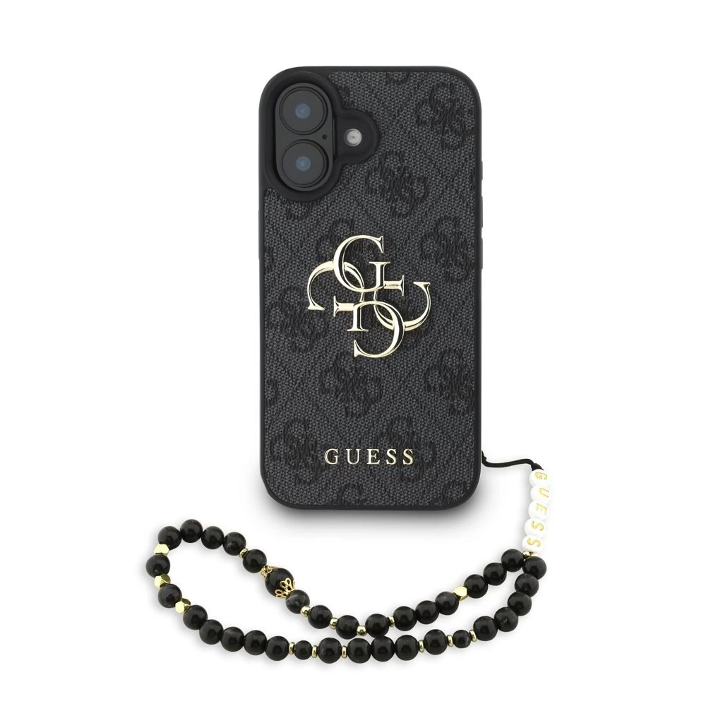 Guess PU 4G Metal Logo Strap tok iPhone 16 készülékhez fekete