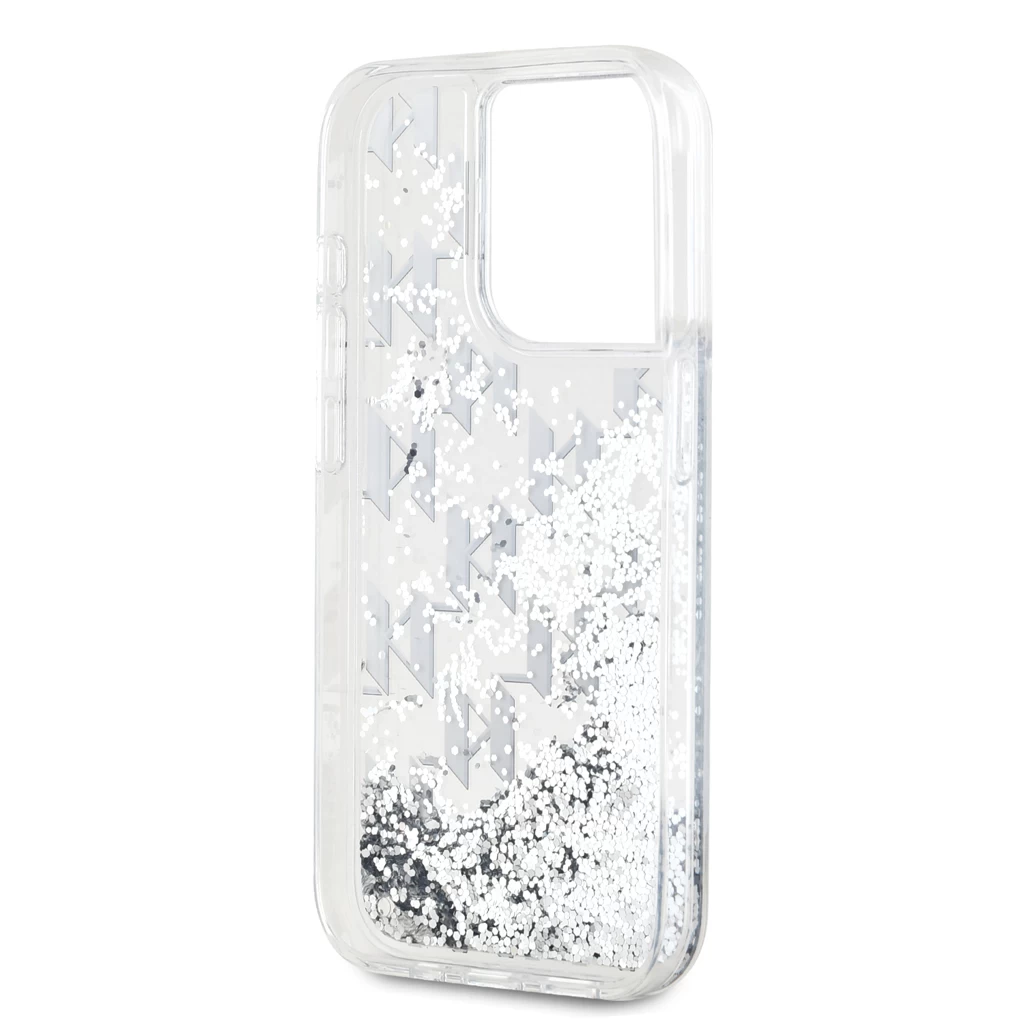 Karl Lagerfeld Liquid Glitter Monogram Gradient tok iPhone 15 Pro készülékhez fehér