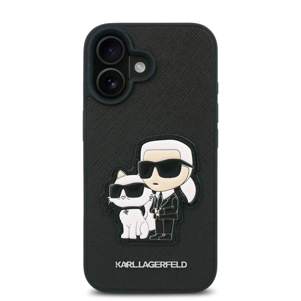 Karl Lagerfeld PU Saffiano Karl and Choupette tok iPhone 16 Plus készülékhez fekete