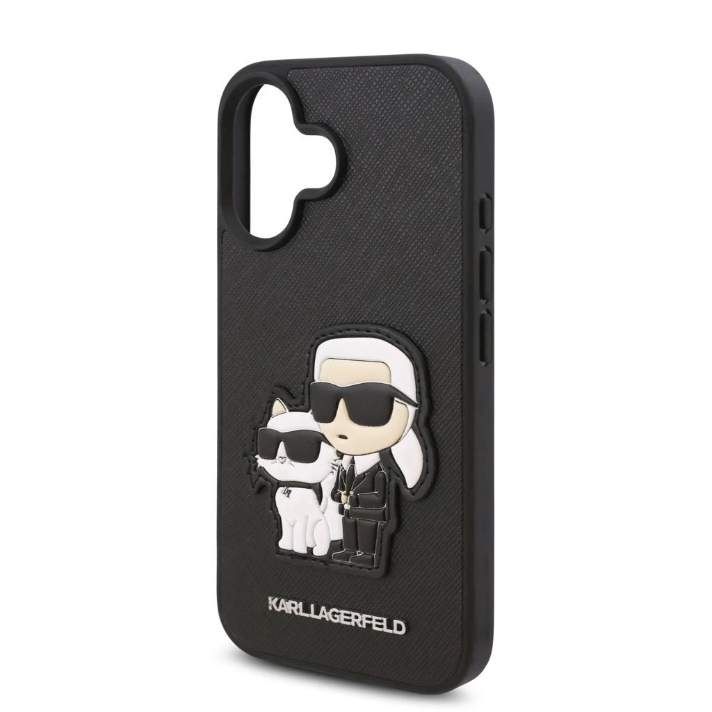 Karl Lagerfeld PU Saffiano Karl and Choupette tok iPhone 16 Plus készülékhez fekete