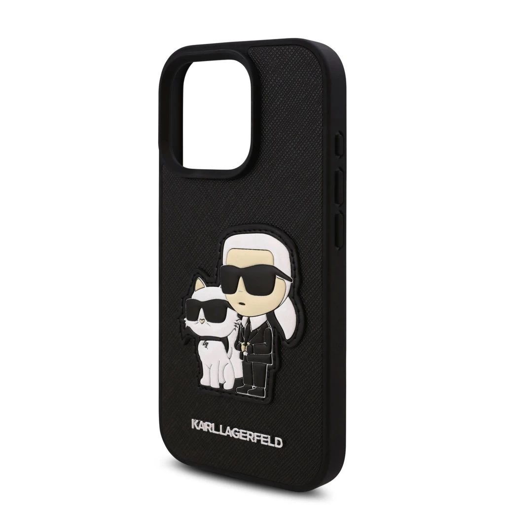 Karl Lagerfeld PU Saffiano Karl and Choupette tok iPhone 16 Pro készülékhez fekete