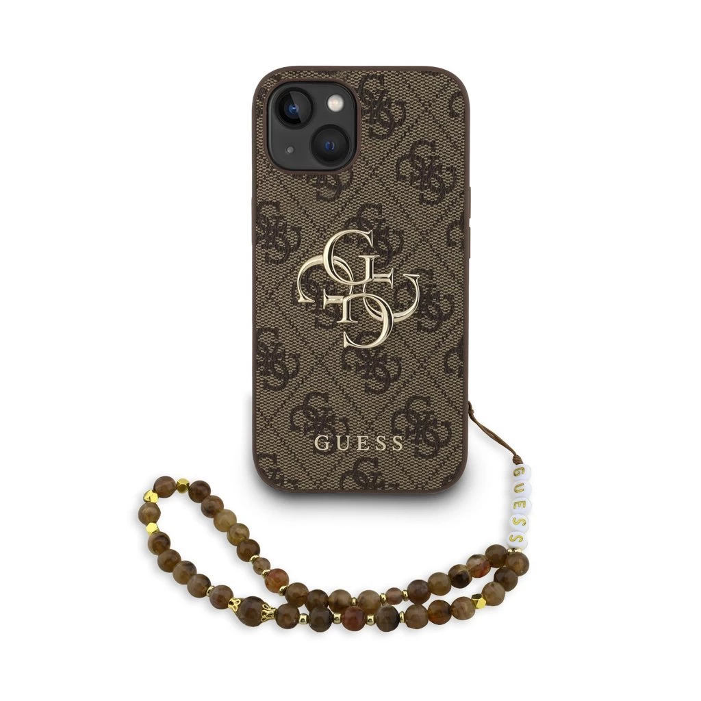 Guess PU 4G Metal Logo Strap tok iPhone 15 készülékhez barna