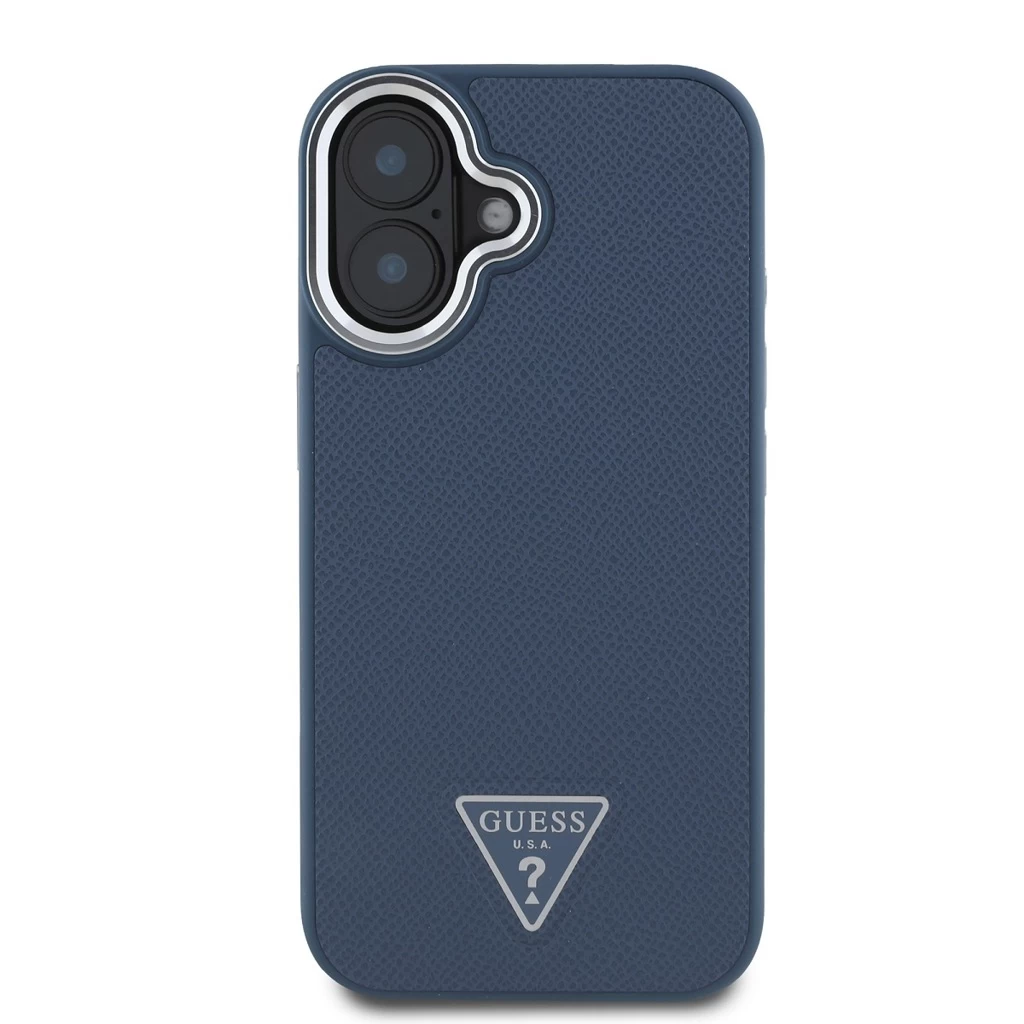 Guess PU Grained Triangle Logo tok iPhone 16 készülékhez kék