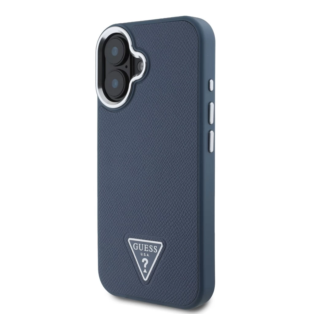 Guess PU Grained Triangle Logo tok iPhone 16 készülékhez kék