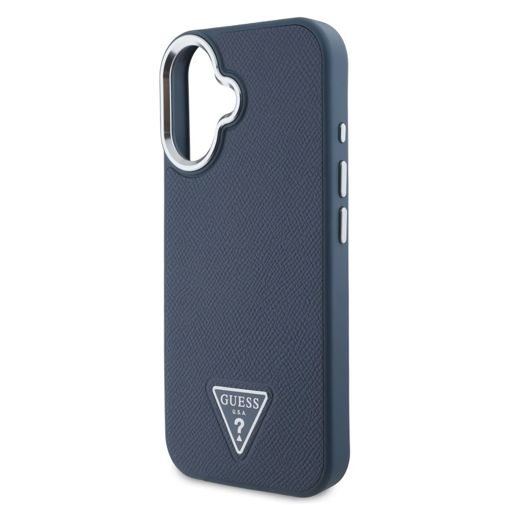 Guess PU Grained Triangle Logo tok iPhone 16 készülékhez kék