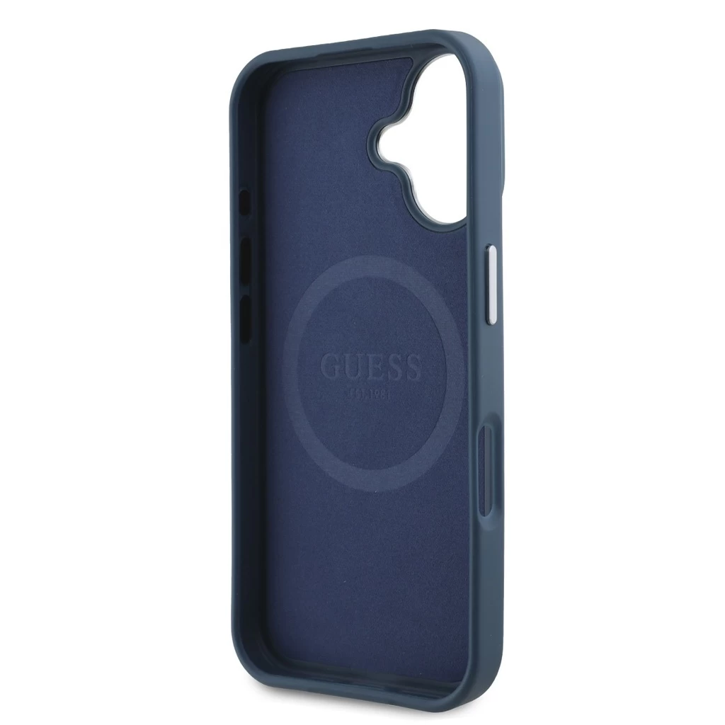 Guess PU Grained Triangle Logo tok iPhone 16 készülékhez kék