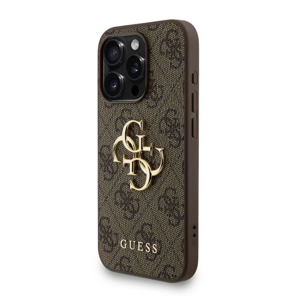 Guess PU 4G Metal Logo Strap tok az iPhone 15 Pro Max készülékhez barna