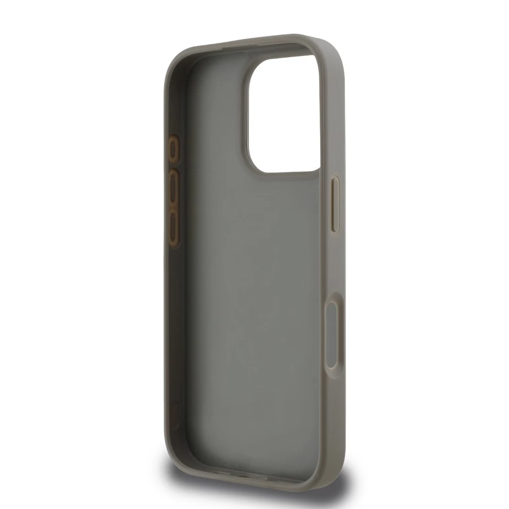 DKNY PU bőr Checkered Pattern and Stripe tok iPhone 16 Pro készülékhez bézs