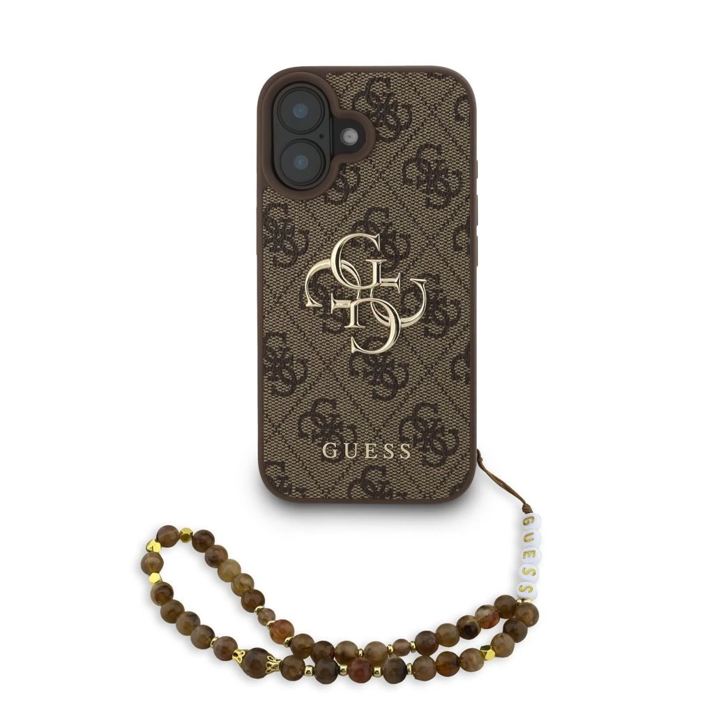 Guess PU 4G Metal Logo Strap tok iPhone 16 készülékhez barna