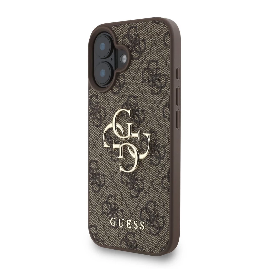 Guess PU 4G Metal Logo Strap tok iPhone 16 készülékhez barna