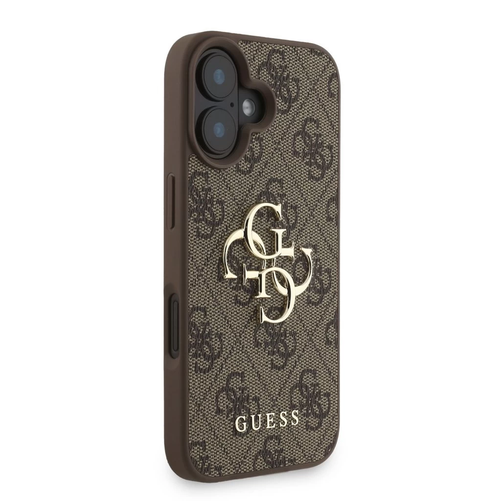Guess PU 4G Metal Logo Strap tok iPhone 16 készülékhez barna