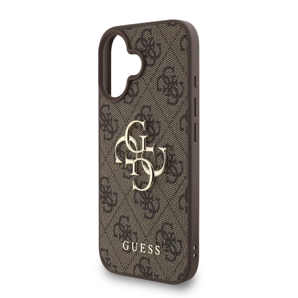 Guess PU 4G Metal Logo Strap tok iPhone 16 készülékhez barna