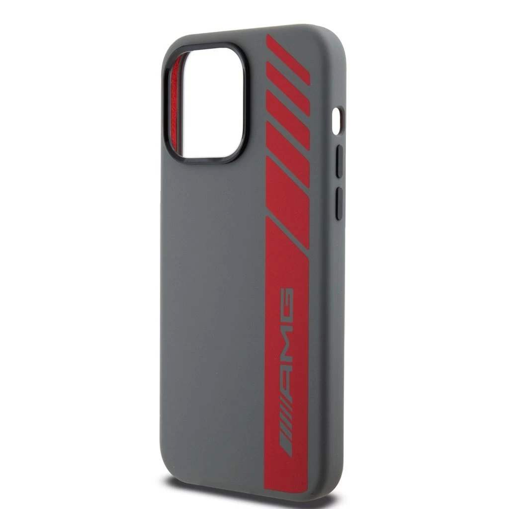 AMG Liquid Silicone Vertical Logo MagSafe tok iPhone 15 Pro Max készülékhez szürke