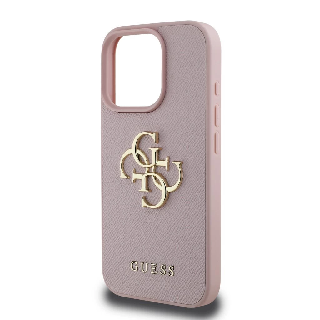 Guess PU Grained 4G Metal Logo tok iPhone 15 Pro Max készülékhez rózsaszín