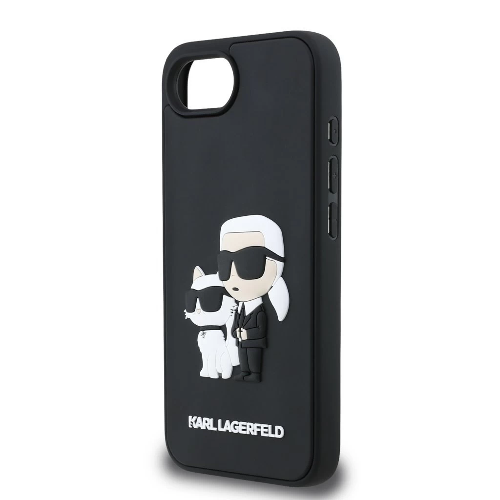 Karl Lagerfeld 3D Rubber Karl and Choupette Tok iPhone 16e készülékhez fekete