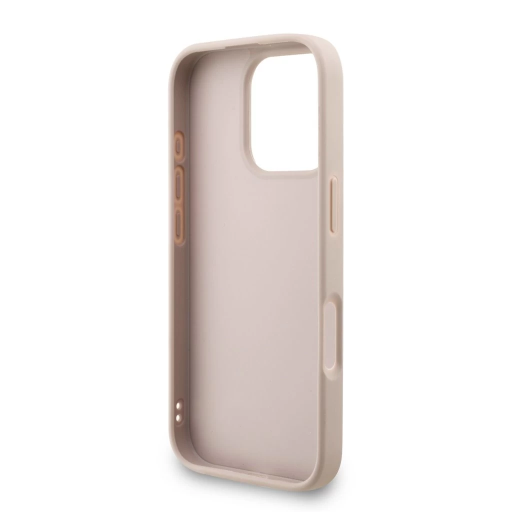 Guess PU 4G Metal Logo Strap tok iPhone 16 Pro Max készülékhez rózsaszín