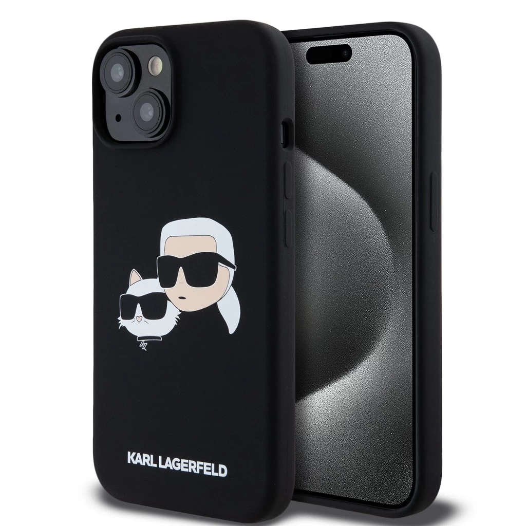 Karl Lagerfeld Liquid Silicone Double Heads MagSafe tok iPhone 15 Pro Max készülékhez fekete
