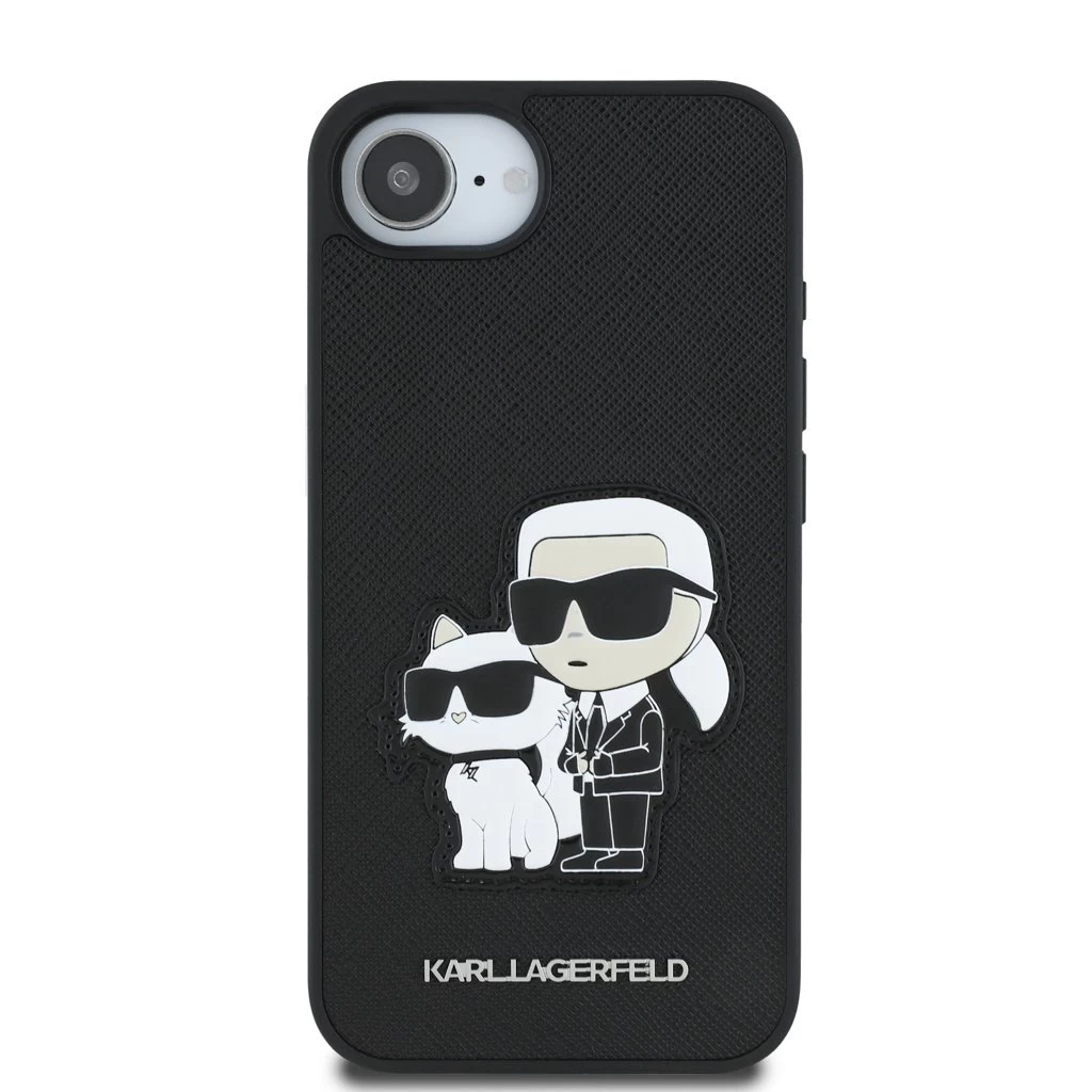 Karl Lagerfeld PU Saffiano Karl and Choupette tok iPhone 16e készülékhez fekete