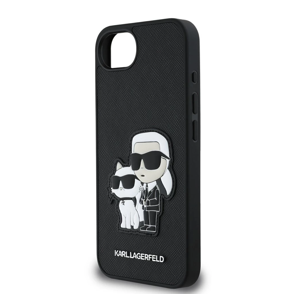 Karl Lagerfeld PU Saffiano Karl and Choupette tok iPhone 16e készülékhez fekete