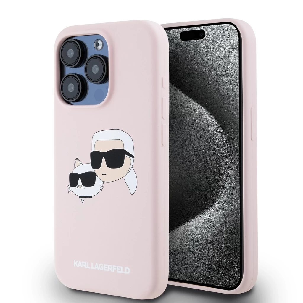 Karl Lagerfeld Liquid Silicone Double Heads MagSafe tok iPhone 15 Pro Max készülékhez rózsaszín