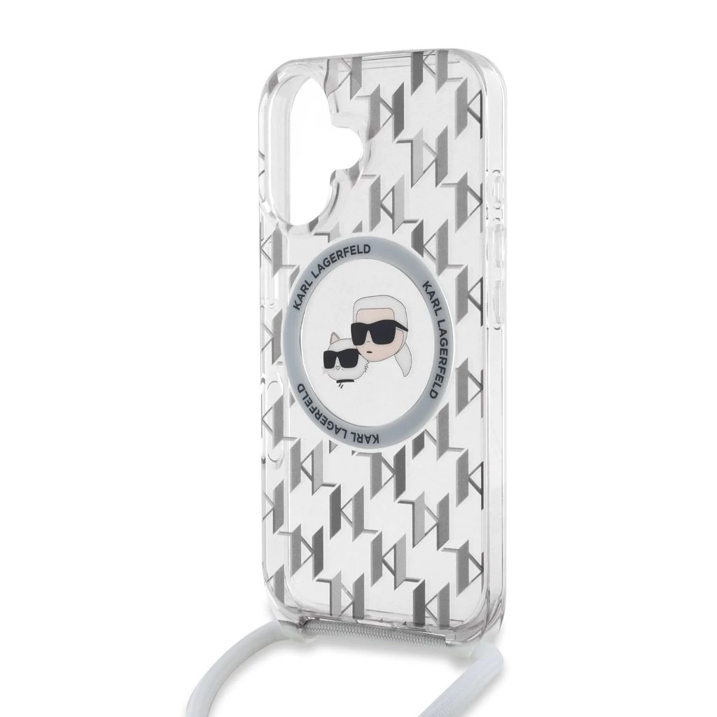 Karl Lagerfeld IML Monogram Crossbody K&CH Heads MagSafe tok iPhone 16 készülékhez átlátszó