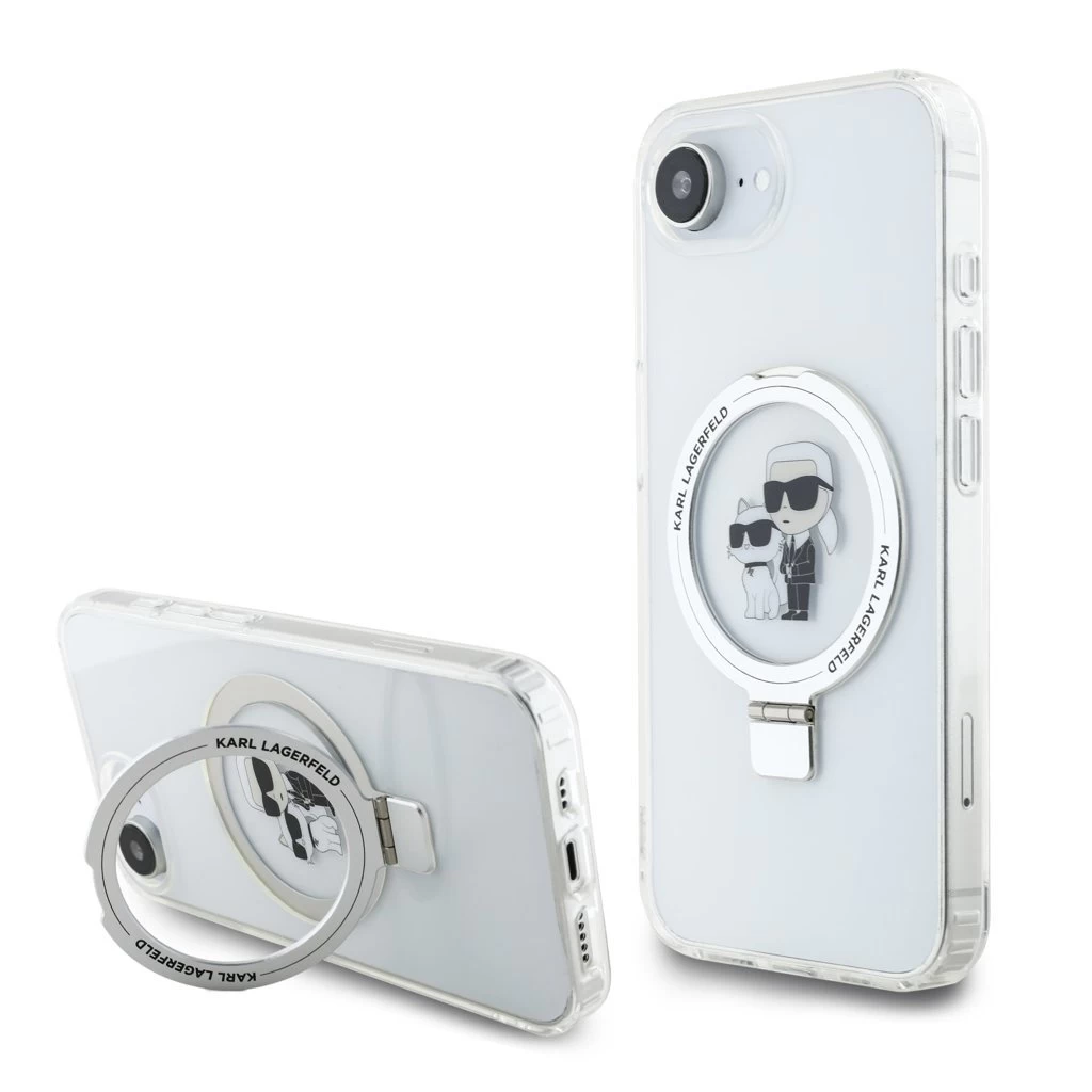 Karl Lagerfeld Ringstand Karl and Choupette MagSafe tok iPhone 16e készülékhez fehér