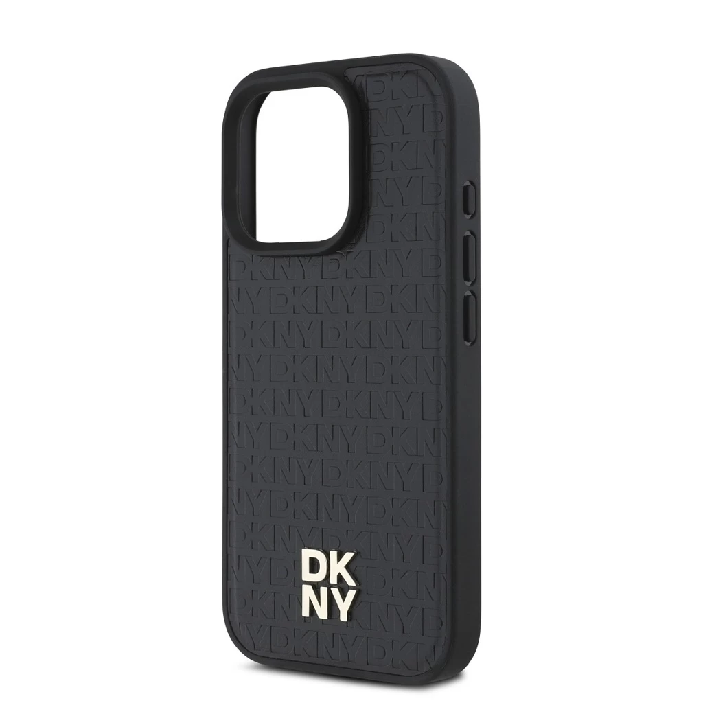 DKNY PU bőr Repeat Pattern Stack Logo MagSafe tok iPhone 16 Pro készülékhez fekete