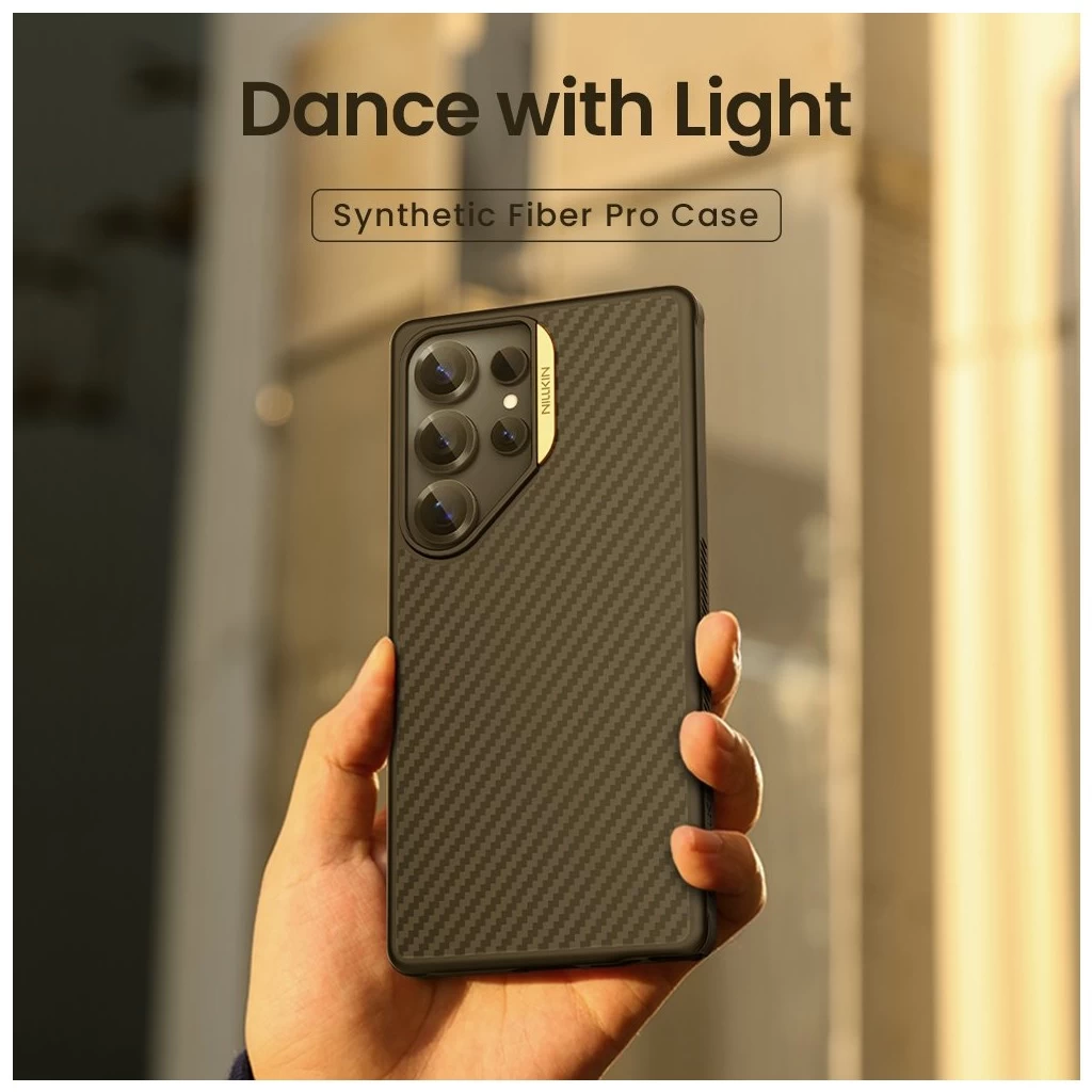 Nillkin Synthetic Fiber PRO Mágneses merev tok for Samsung Galaxy S25 Ultra készülékhez arany