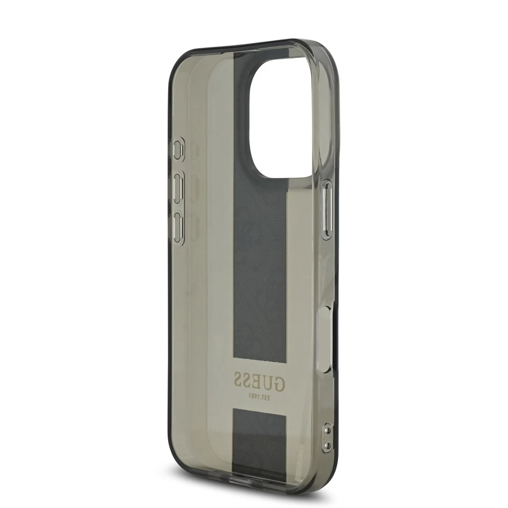 Guess IML Middle 4G Stripe tok iPhone 16 Pro készülékhez fekete