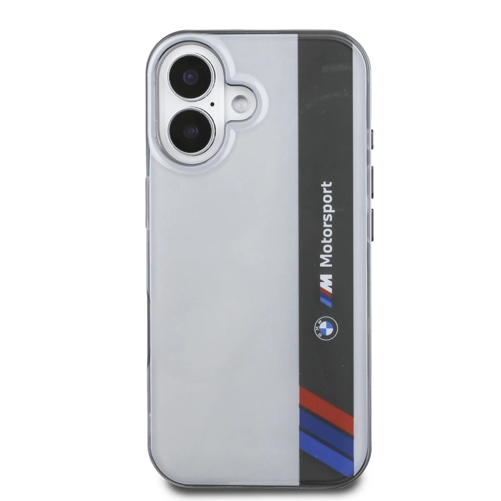 BMW IML Motorsport Vertical Stripe tok iPhone 16 készülékhez szürke