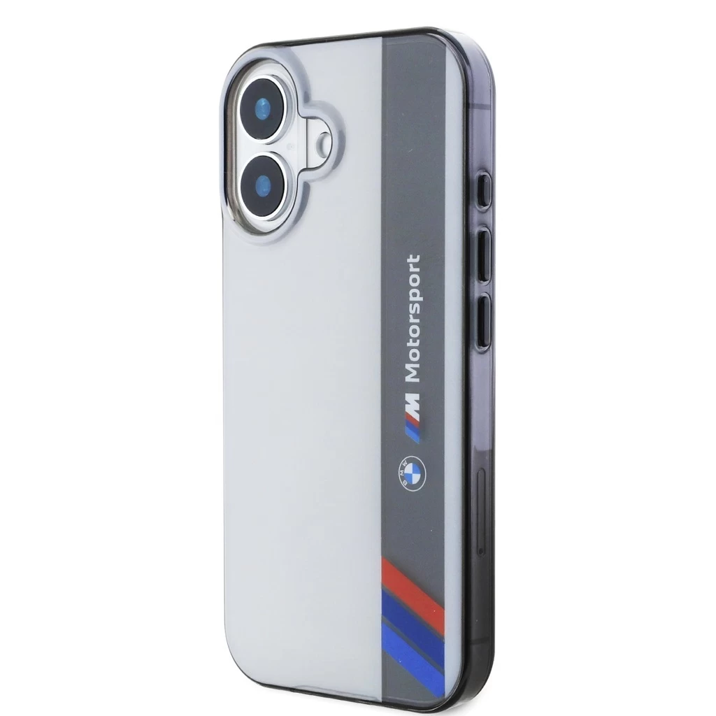 BMW IML Motorsport Vertical Stripe tok iPhone 16 készülékhez szürke