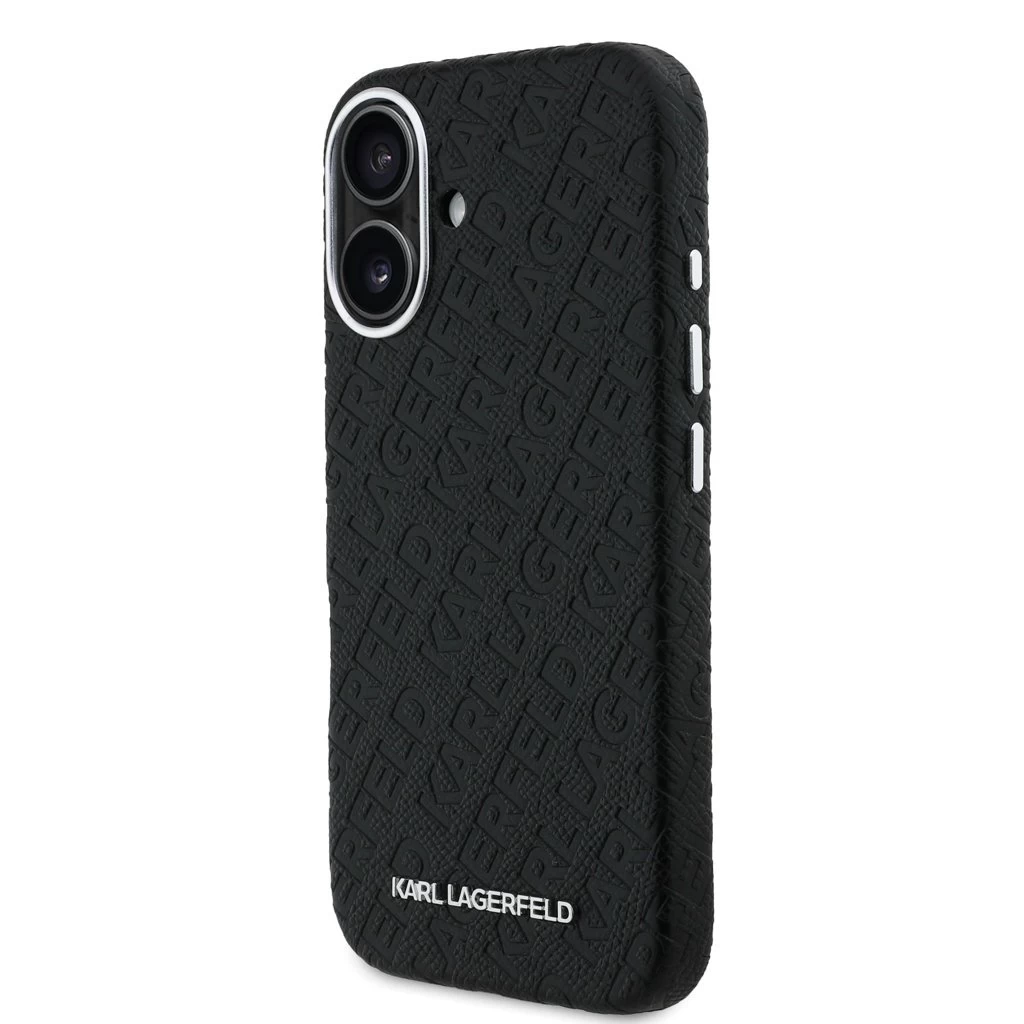 Karl Lagerfeld Grained PU Repeated Logo MagSafe tok iPhone 16 készülékhez fekete