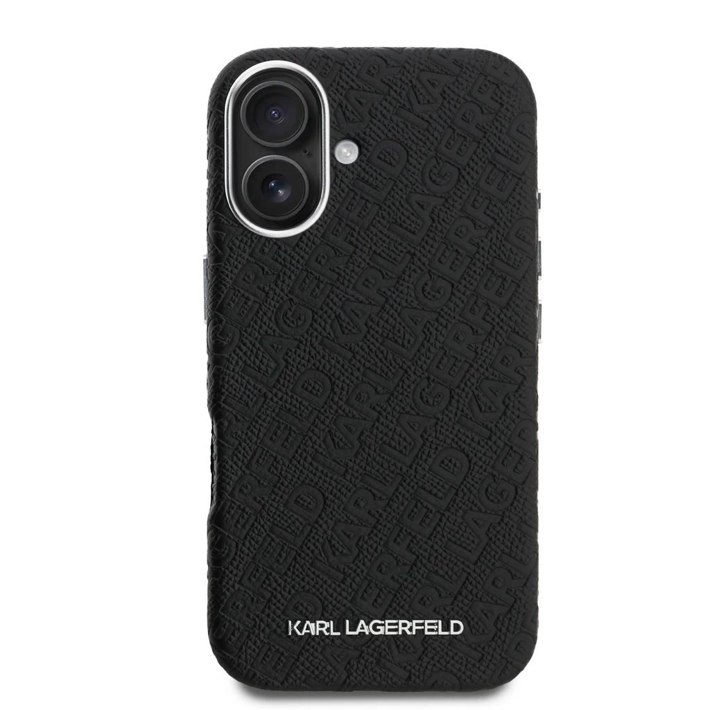Karl Lagerfeld Grained PU Repeated Logo MagSafe tok iPhone 16 készülékhez fekete