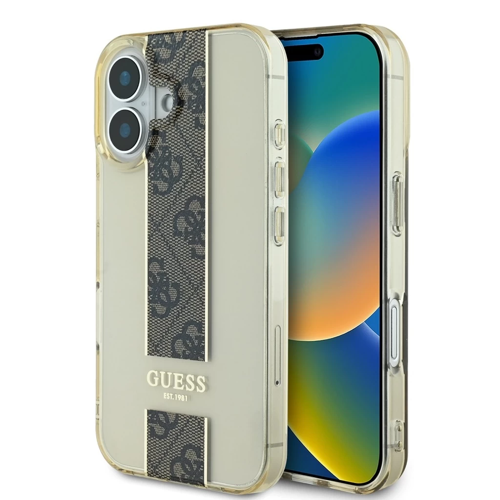 Guess IML Middle 4G Stripe tok iPhone 16 készülékhez barna