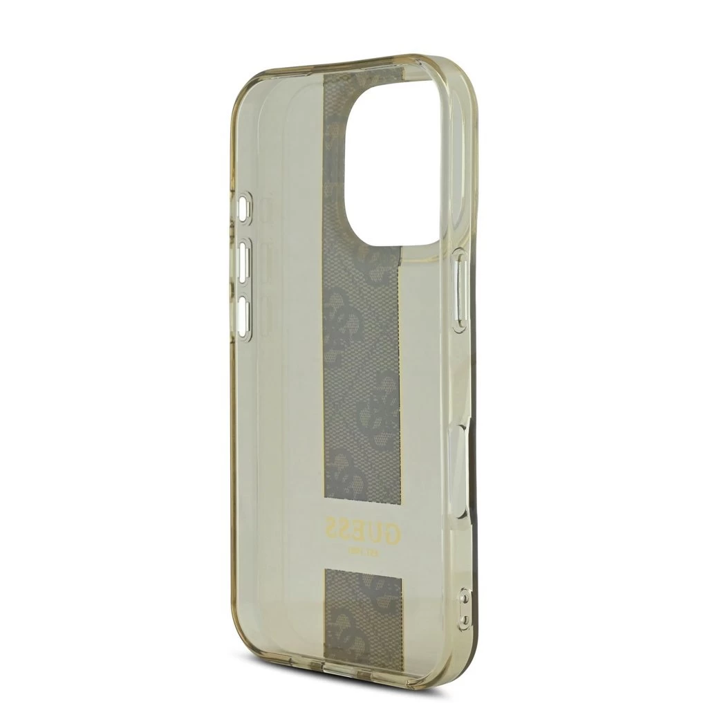 Guess IML Middle 4G Stripe tok iPhone 16 Pro készülékhez barna