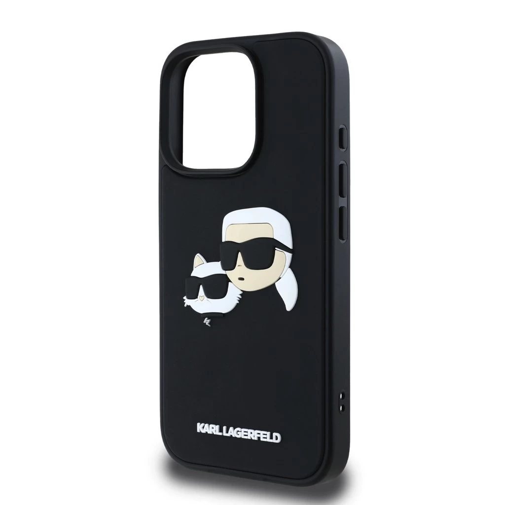 Karl Lagerfeld 3D Rubber Double Heads tok iPhone 16 Pro készülékhez fekete