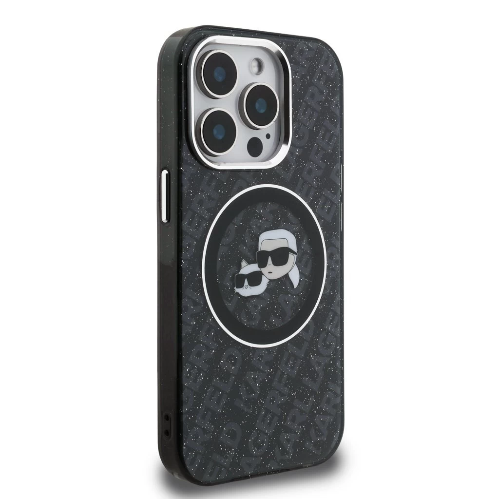 Karl Lagerfeld IML K&CH Heads Repeated Logo MagSafe tok iPhone 15 Pro készülékhez fekete
