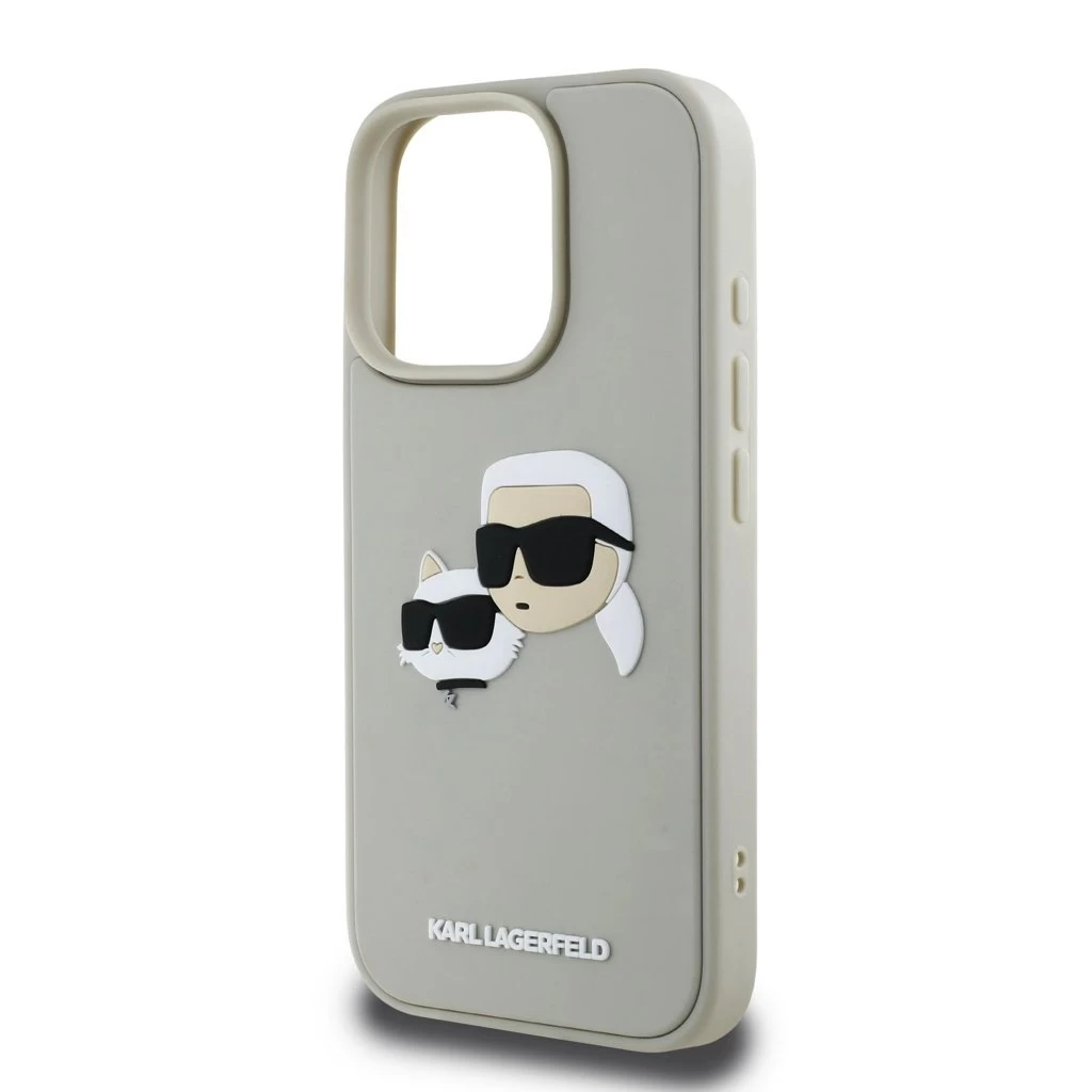 Karl Lagerfeld 3D Rubber Double Heads tok iPhone 16 Pro készülékhez bézs