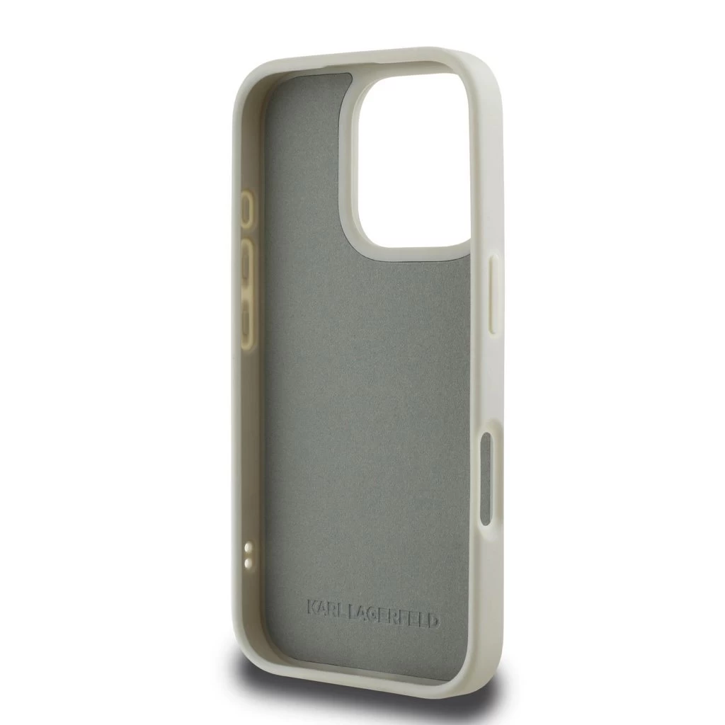 Karl Lagerfeld 3D Rubber Double Heads tok iPhone 16 Pro készülékhez bézs