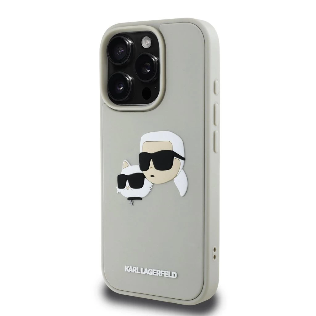 Karl Lagerfeld 3D Rubber Double Heads tok iPhone 16 Pro Max készülékhez bézs