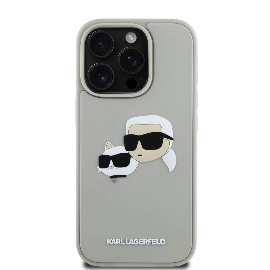 Karl Lagerfeld 3D Rubber Double Heads tok iPhone 16 Pro Max készülékhez bézs
