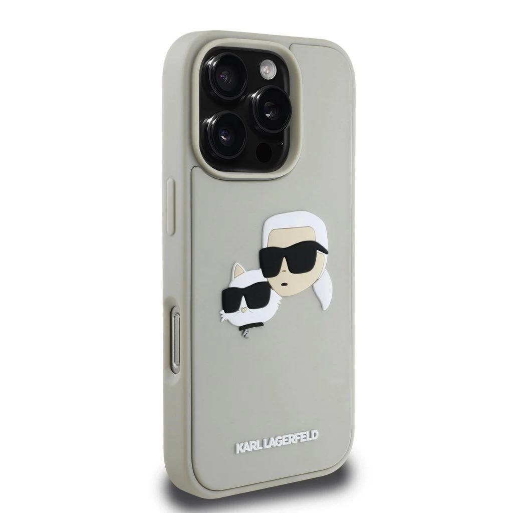 Karl Lagerfeld 3D Rubber Double Heads tok iPhone 16 Pro Max készülékhez bézs